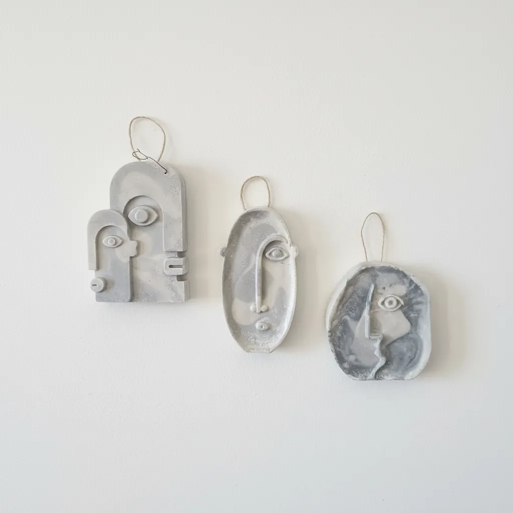 Dekoratif Soyut Yüz Duvar Obje Seti - El Yapımı Duvar Süsü