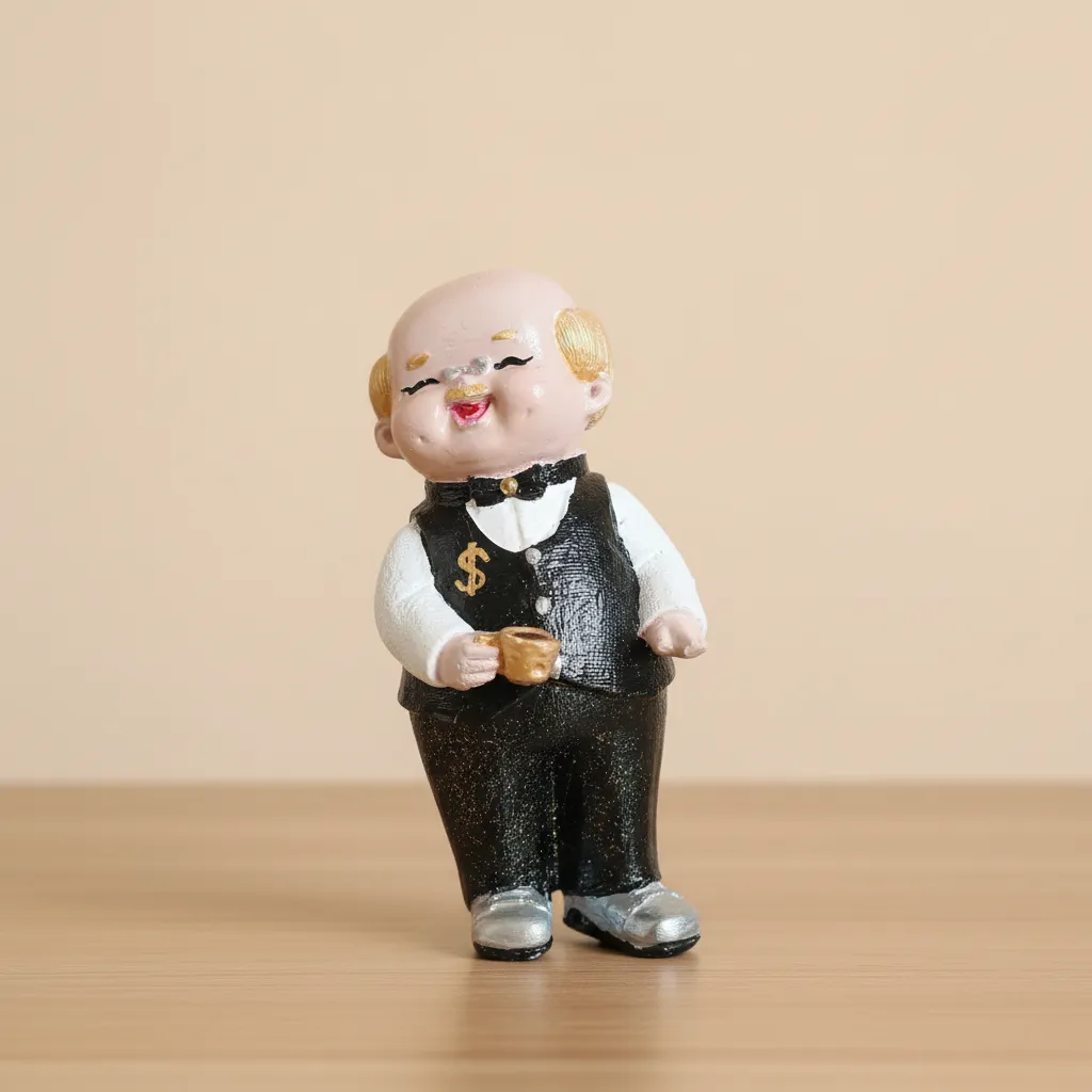 Gülümseyen Dede Biblo - El Yapımı Kahve Detaylı Dekoratif Figür