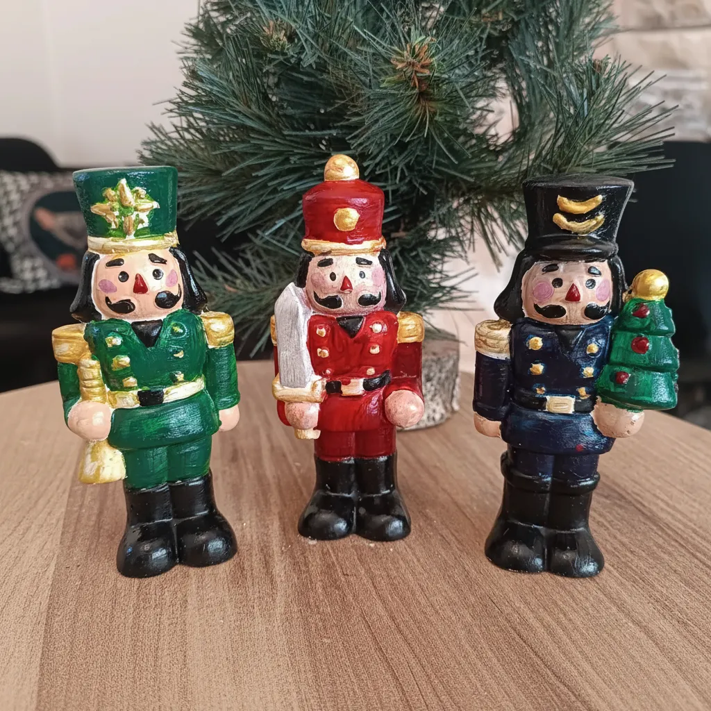 Yılbaşı Temalı Asker Figür Seti - El Boyaması Polyester