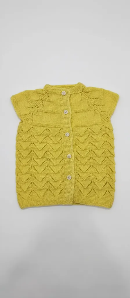 Sarı Renkli Örgü Çocuk Yeleği (2-3 Yaş) - El Emeği