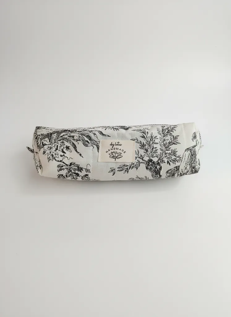 Siyah Desenli Vintage Kalemlik, Makyaj Fırçası Organizer Çantası