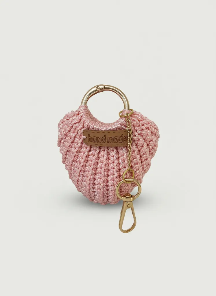 Pembe Makrome Çanta Anahtarlık Charmı - El Yapımı Hediyelik