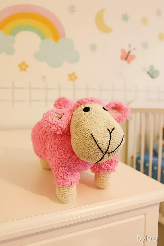 Amigurumi Pembe Kuzu Oyuncak Bebek – 35 cm El Yapımı Hediye