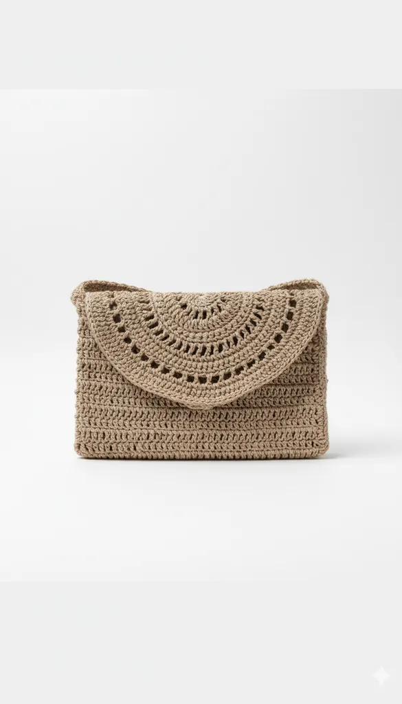 Tığ İşi Kağıt İpten Örme Çapraz Askılı Çanta - El Yapımı