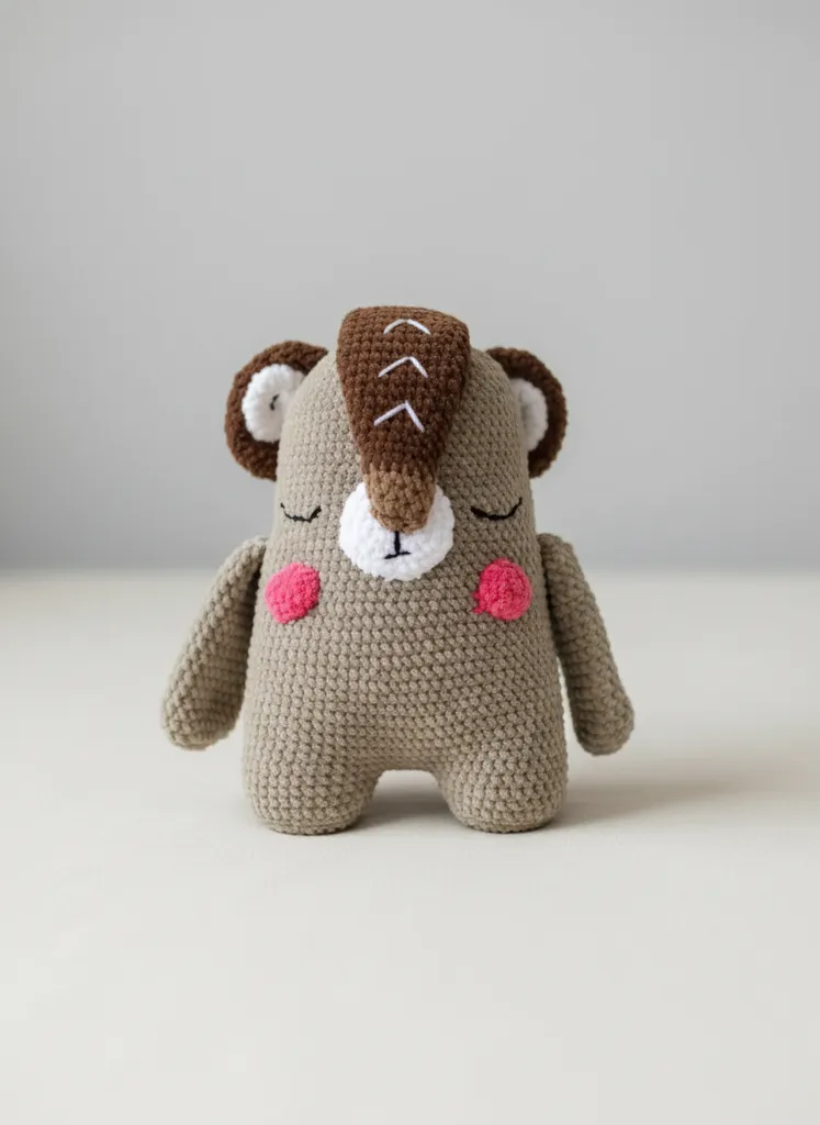 Kadife Amigurumi Ayı Yastık - Sevimli El Yapımı Dekoratif Oyuncak