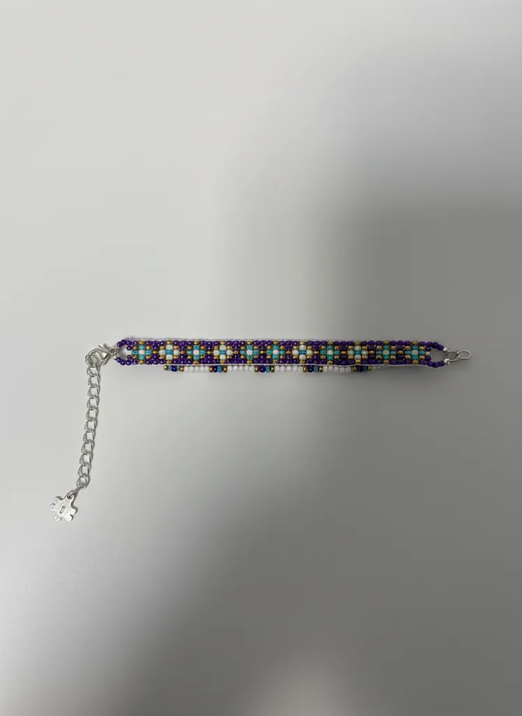 Mor Miyuki Boncuk Dokuma Bileklik - Ayarlanabilir Zincirli, El İşi