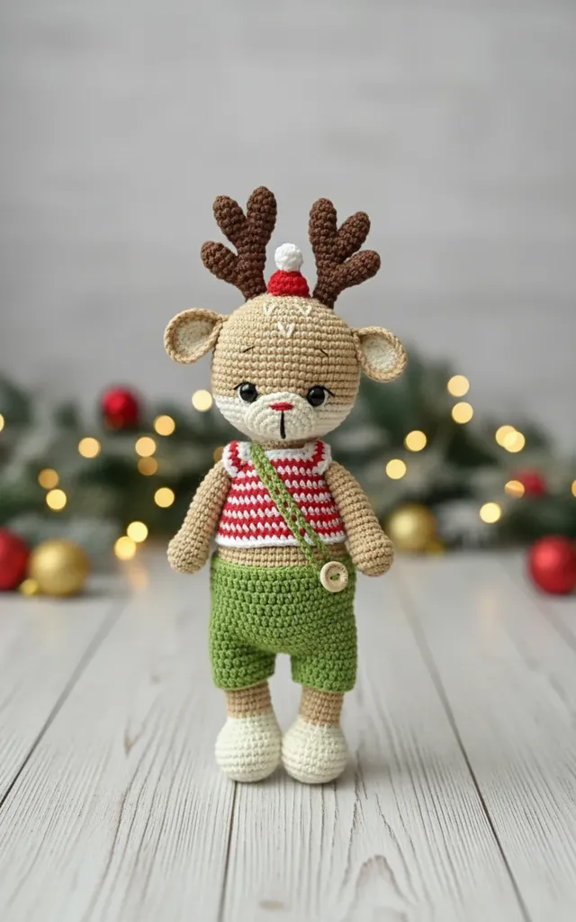 Örme Tulumlu Geyik Oyuncak Bebek - Amigurumi El Emeği