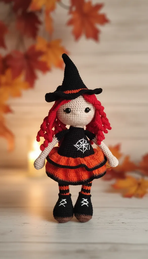 Amigurumi Cadı Bebek - Örme Oyuncak, Cadılar Bayramı Hediyesi