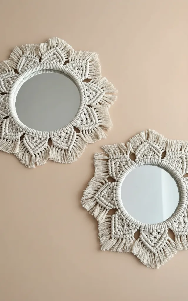 Yuvarlak Makrome Duvar Aynası - Bohem Tarzı Dekoratif Ayna