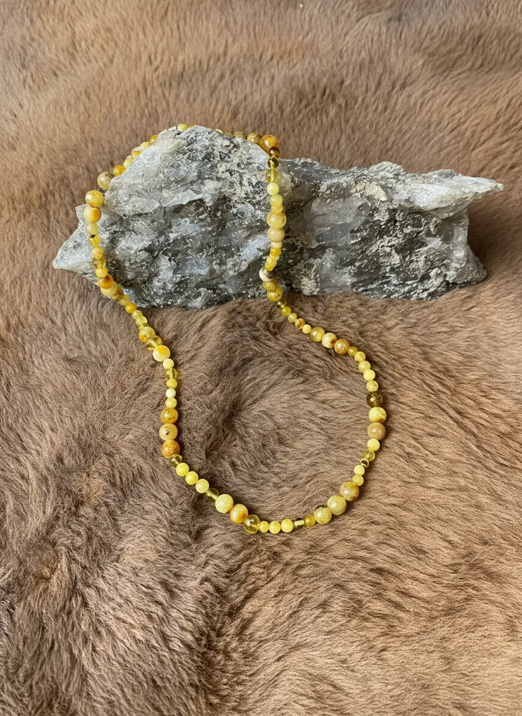 Zirve Kalite Fosilli Kehribar Kolye - Doğal Taş Şifa Kolyesi