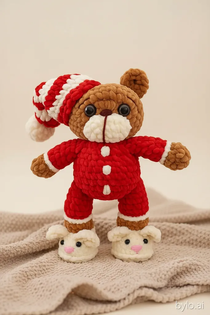 El Yapımı Amigurumi Pijamalı Ayıcık – Yumuşak Peluş Oyuncak