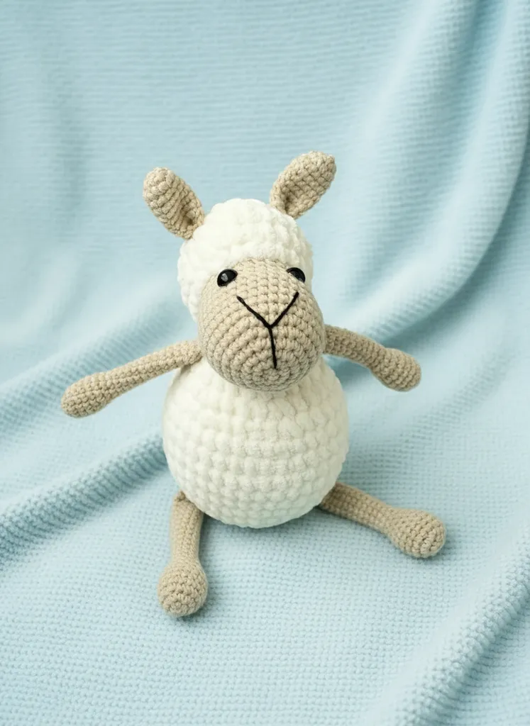 Beyaz Kadife İpten Örme Kuzu Uyku Arkadaşı Bebek Oyuncak