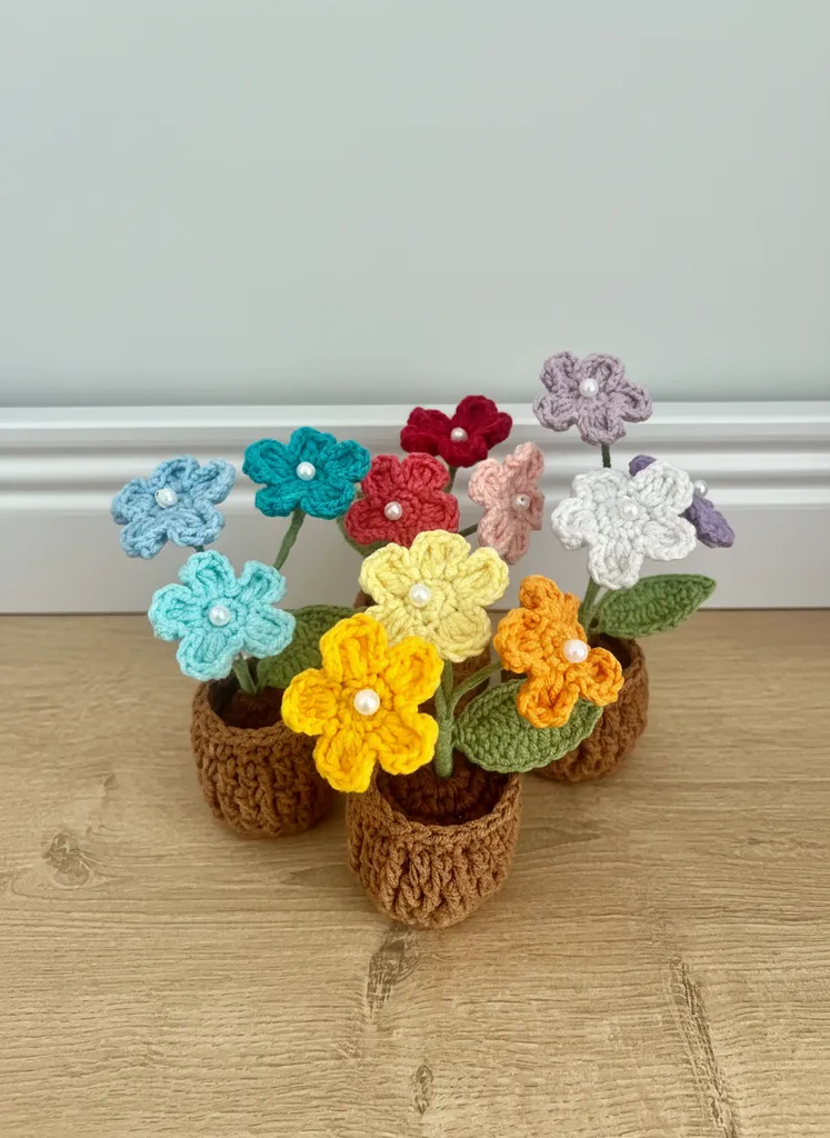 Örme Kır Çiçekleri 4'lü Set - Öğretmenler Günü Hediyesi