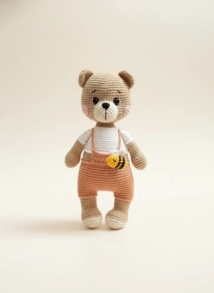 Örgü Ayıcık Bebek Oyuncak - Arı Detaylı Amigurumi Ayı