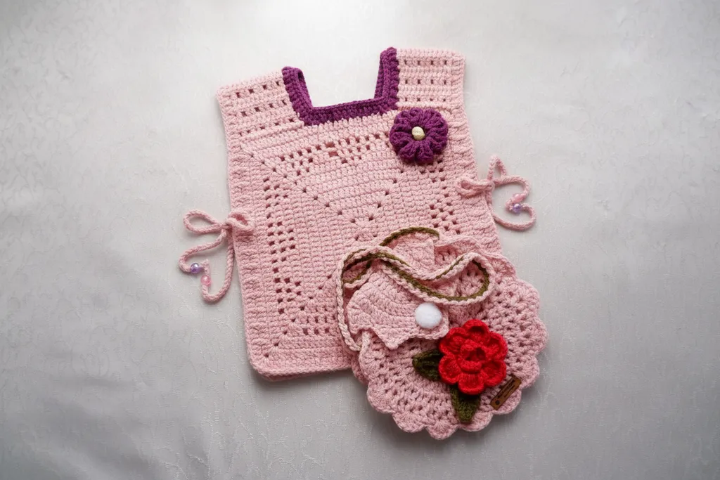 Zara Model Toz Pembe Çocuk Önlük Süveter - Çiçek Detaylı (6-8 Yaş)