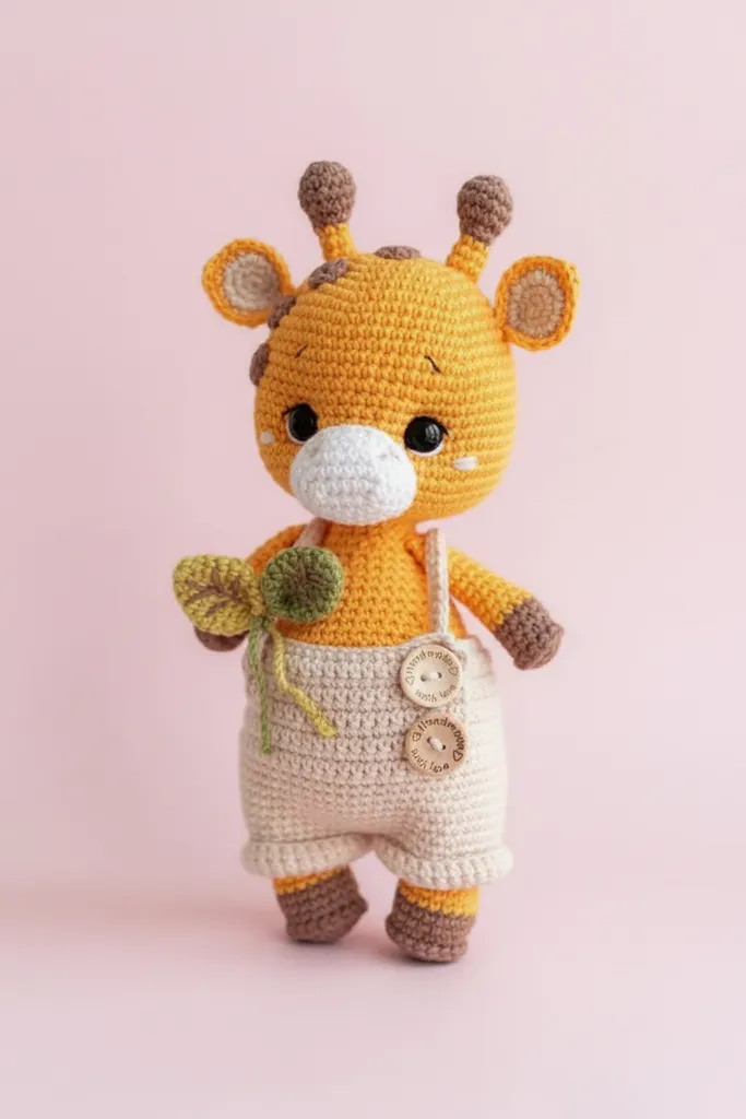 Sarı Örme Zürafa Amigurumi Oyuncak Bebek - El Yapımı Hediye