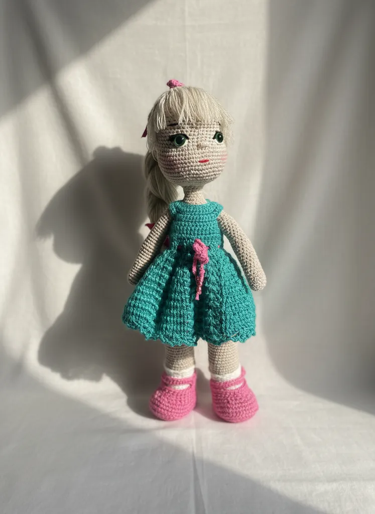 Sarışın Perçemli Amigurumi Bebek Oyuncak - El Örgüsü Bebek