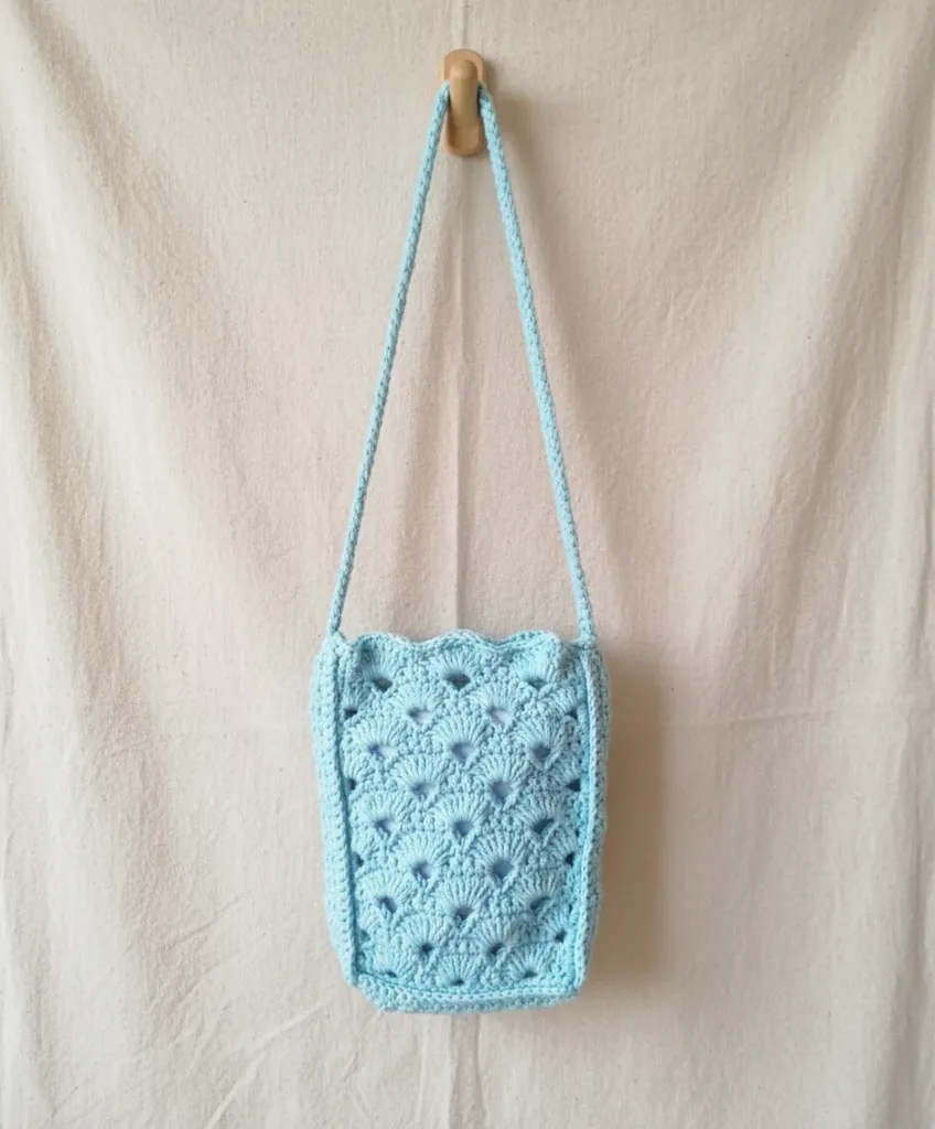 Açık Mavi Tığ İşi Koton Çanta - Astarsız Mini Boy El Emeği