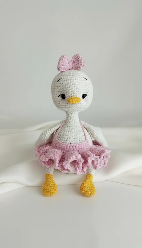 Amigurumi Mini Kaz Bebek - Pembe Elbiseli, El Emeği Oyuncak
