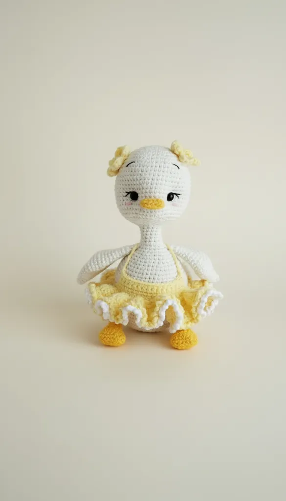 Sarı Elbiseli Amigurumi Mini Kaz Bebek - El Yapımı Oyuncak