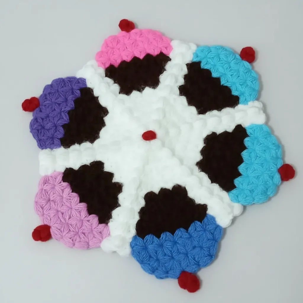 Cupcake Desenli Örgü Lif Banyo Kesesi - El Emeği Göz Nuru