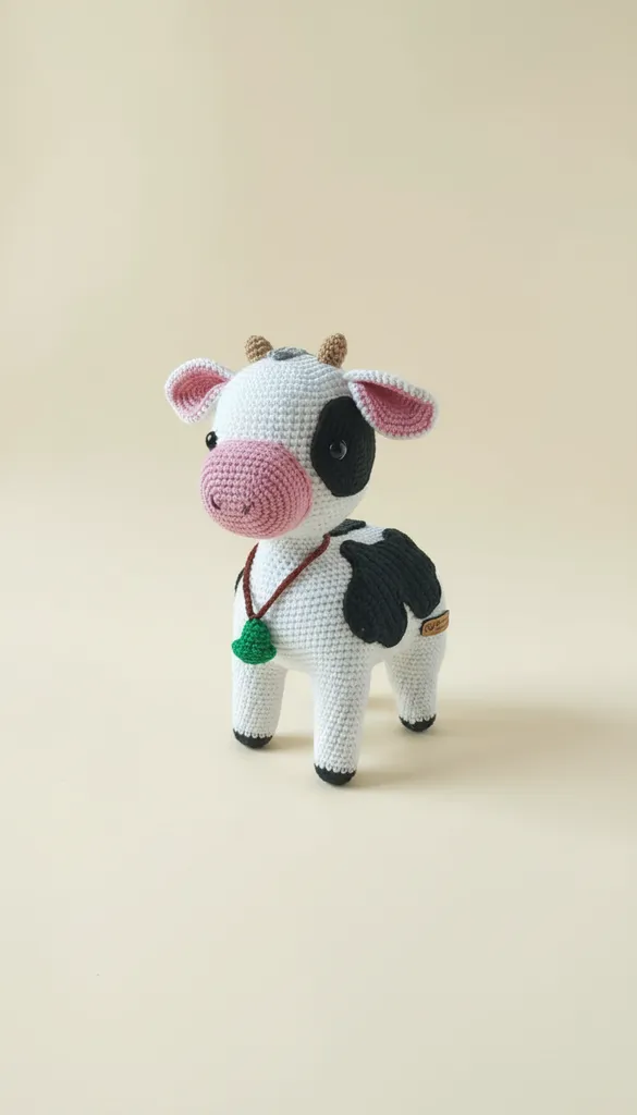 Beyaz ve Siyah Amigurumi İnek Oyuncak Bebek - El Emeği