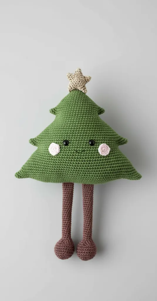 Amigurumi Yılbaşı Ağacı Oyuncak - Yıldızlı, El Yapımı Dekoratif