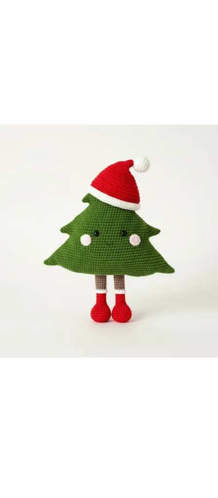 Amigurumi Noel Çam Ağacı - Kırmızı Şapkalı Yılbaşı Ağacı