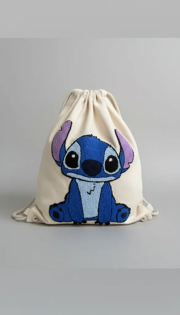 Stitch Pattern Cream Backpack - Punch Embroidery Handmade