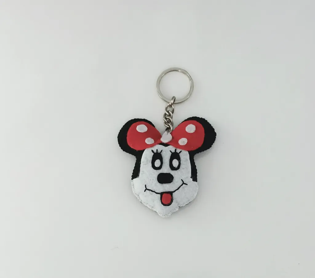 Keçe Minnie Mouse Figürlü Çelik Anahtarlık - El Yapımı Hediyelik