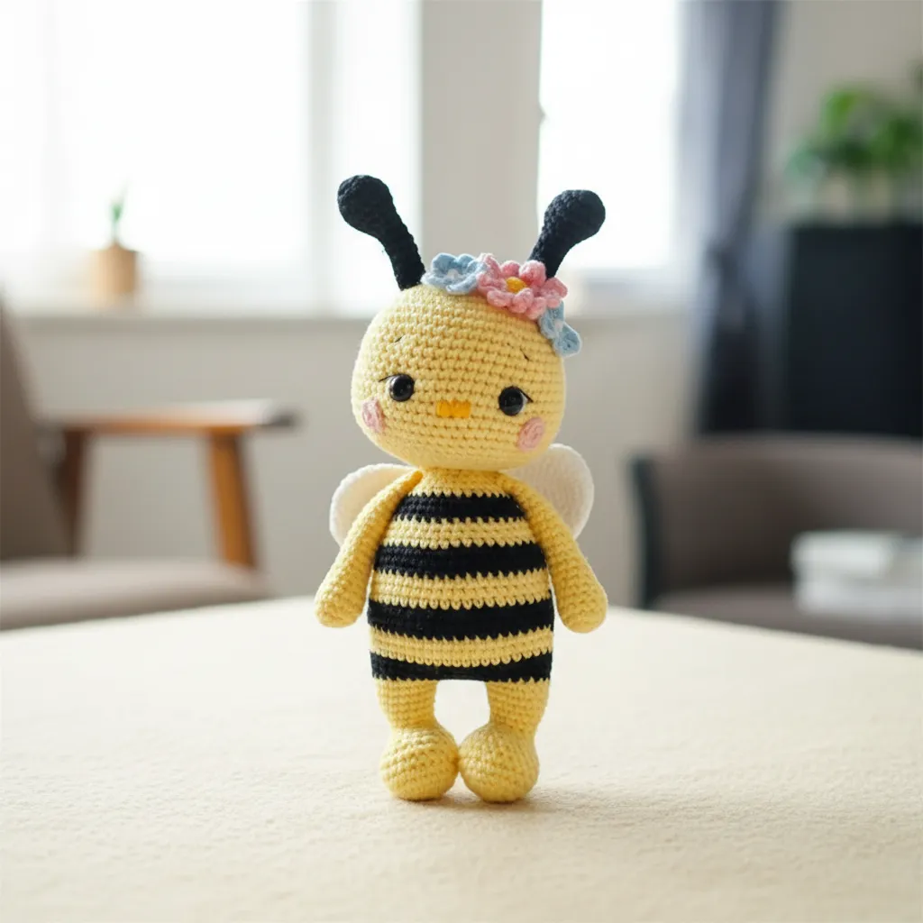 Sarı Çizgili Amigurumi Arı Oyuncak Bebek - El Emeği Örgü