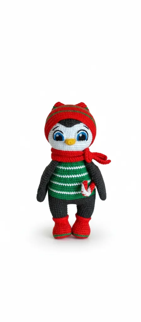 Örgü Penguen Amigurumi Oyuncak - Noel Temalı ve El Emeği