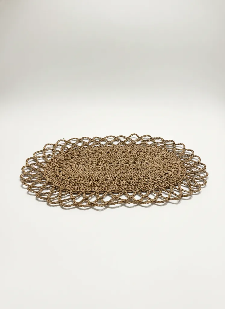 Kahverengi Kâğıt İp Oval Supla - 43x30 cm - El Emeği