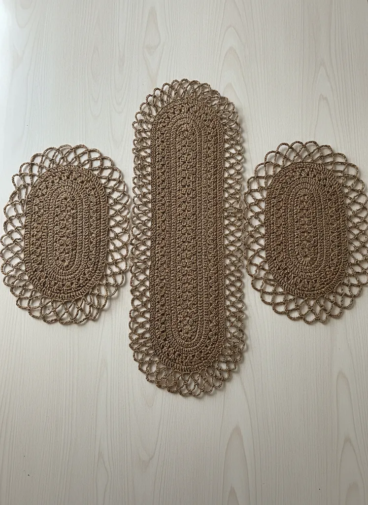 Kağıt iptenÖrme Runner ve Supla Takımı - 3 Parça El Emeği