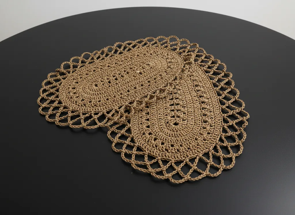 Kahverengi Oval Hasır Supla Seti (2'li) - El Yapımı