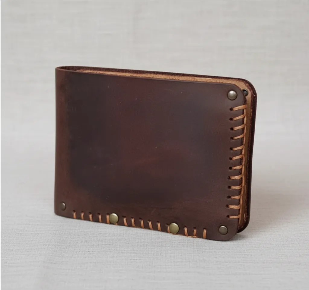 Kahverengi Deri El Yapımı Cüzdan - Crazy Deri Tasarım Kartlık