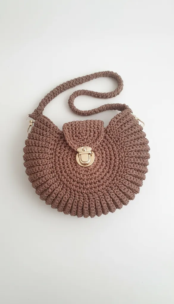 Kahve Rengi Örgü Midye Çanta - Günlük ve Şık Tasarım