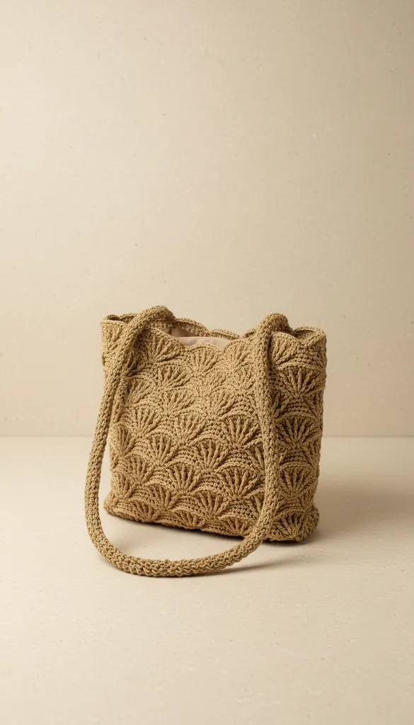 Kağıt İp Örgü Omuz Çantası - Astarlı ve El Emeği