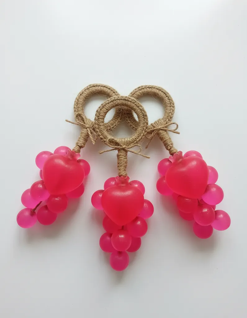 Pembe Kokulu Salkım Sabun 3'lü Set - Jüt İp Detaylı El Yapımı