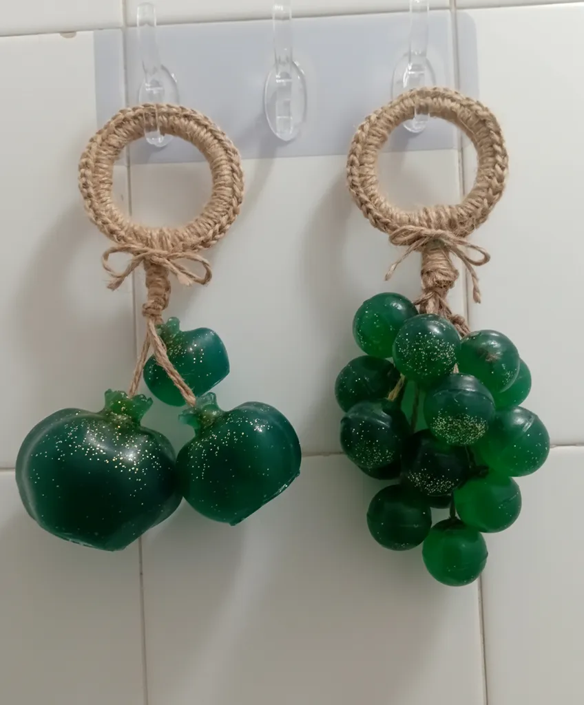 Yeşil Simli Dekoratif Sabun Seti - Jüt İp Detaylı Banyo Aksesuarı