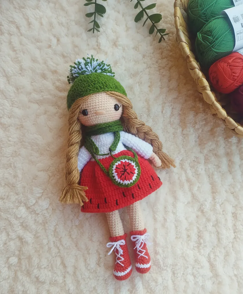 Örgü Çilek Temalı Kız Bebek Oyuncak - Renkli ve El Yapımı