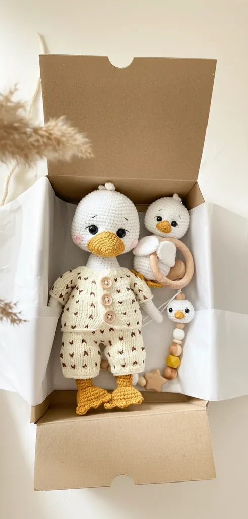 Örme Bebek Oyuncak Ördek Takımı Seti - El Emeği Amigurumi