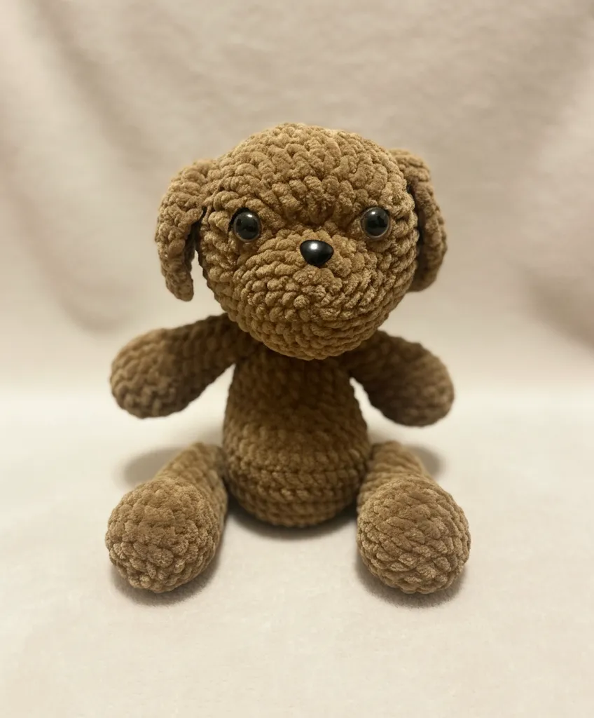 Kahverengi Sevimli Amigurumi Köpek Oyuncak - El Emeği Bebek Hediyesi
