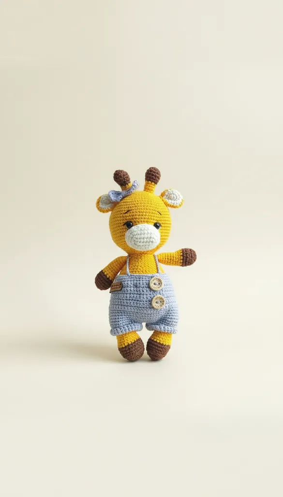 Sarı Amigurumi Zürafa Oyuncak - 22 cm Boyunda El Yapımı