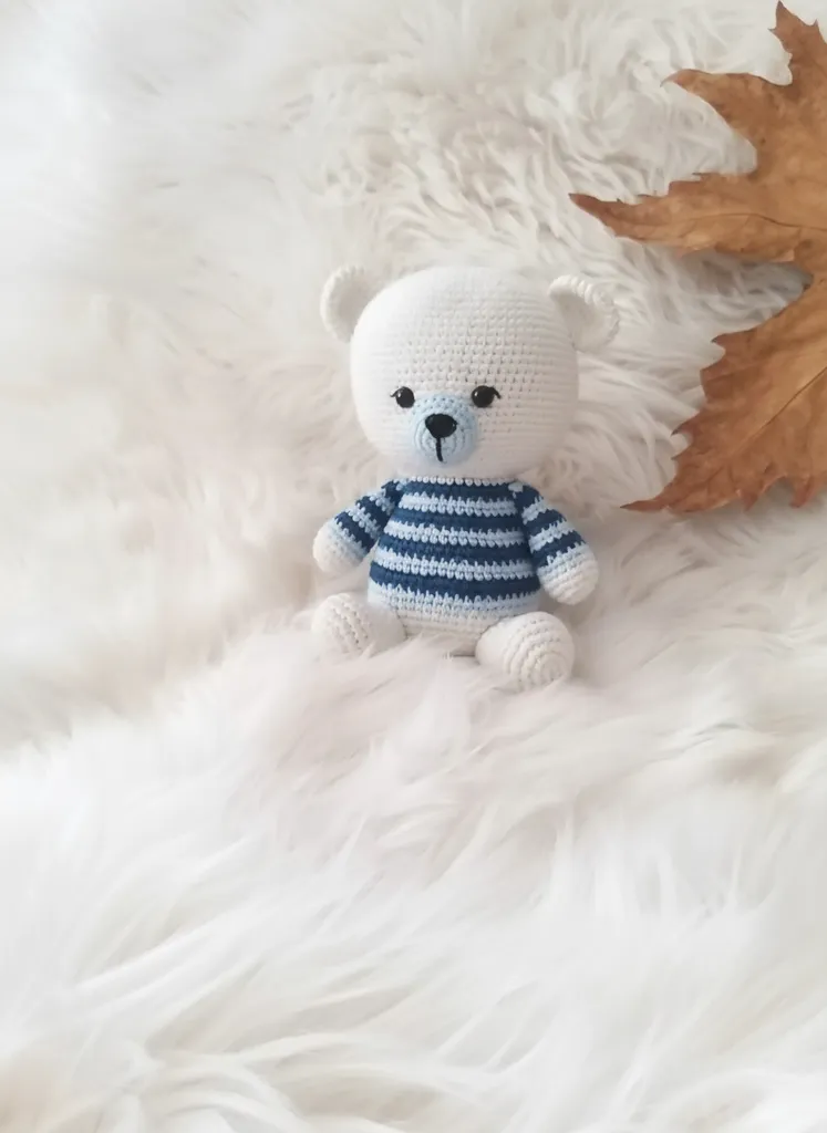 Çizgili Örgü Ayıcık Bebek Oyuncak - El Emeği Amigurumi
