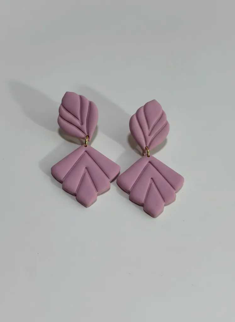 Pembe Polimer Kil Küpe - Vera Tasarım Şık ve Özel El Yapımı