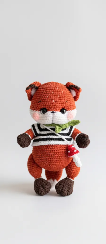 Örgü Tilki Oyuncak - Pamuk İpliği, El Yapımı, Hediyelik