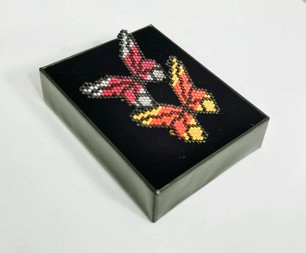 Miyuki Boncuk İşlemeli Kelebek Broş - İkili Tasarım, El Yapımı