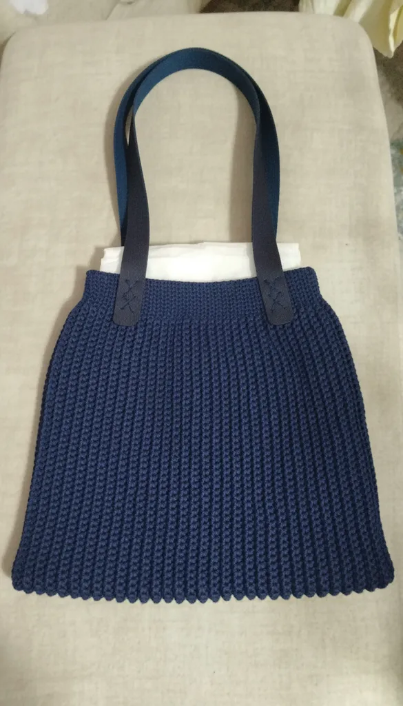 Lacivert Makrome Örgü Omuz Çantası - El Emeği Şık Tasarım