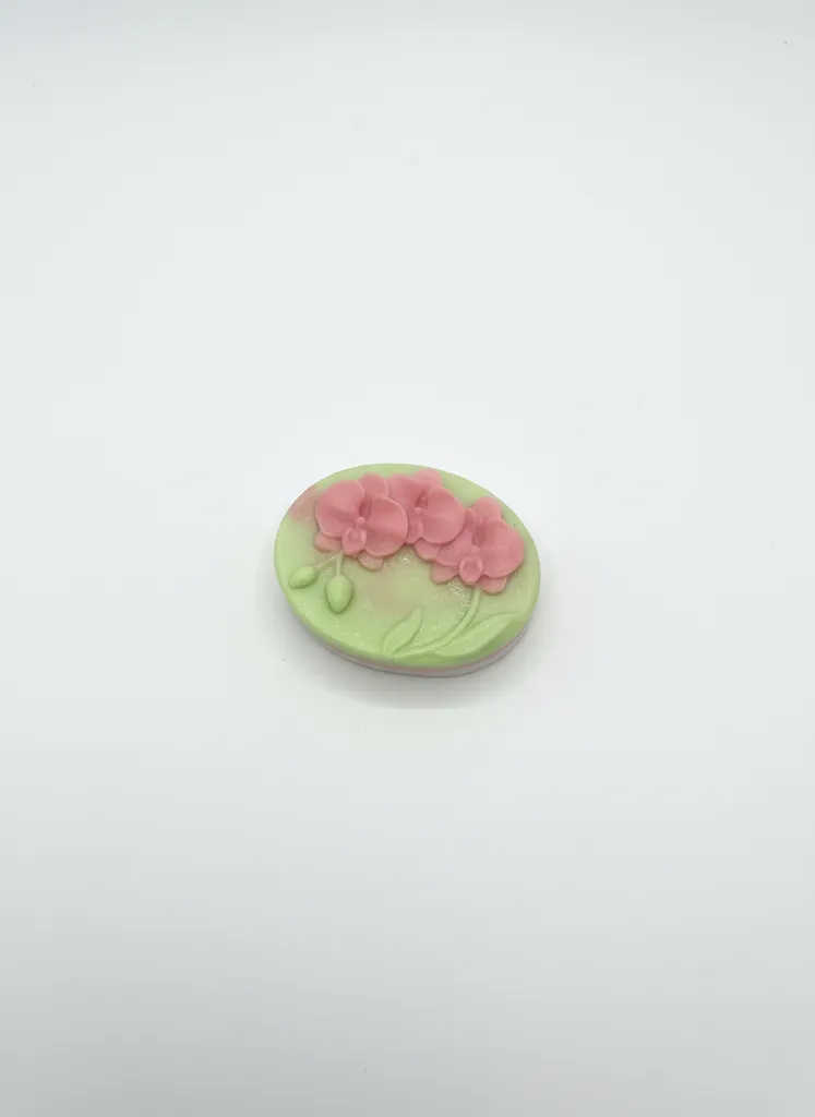Pembe Orkide Çiçekli Yeşil Sabun - El Yapımı Doğal Sabun